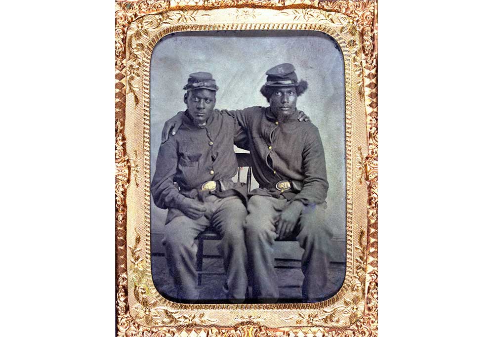 Tintypes image of 2 African American soldiers