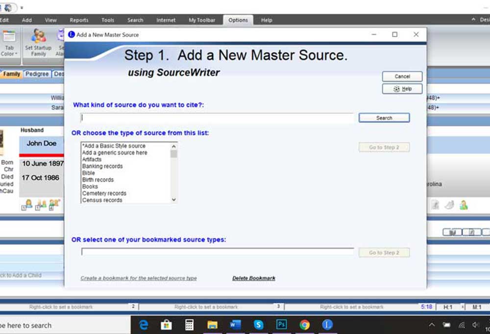 Screen Capture of Legacy 9.0 Add a new master source using source writer pop out box