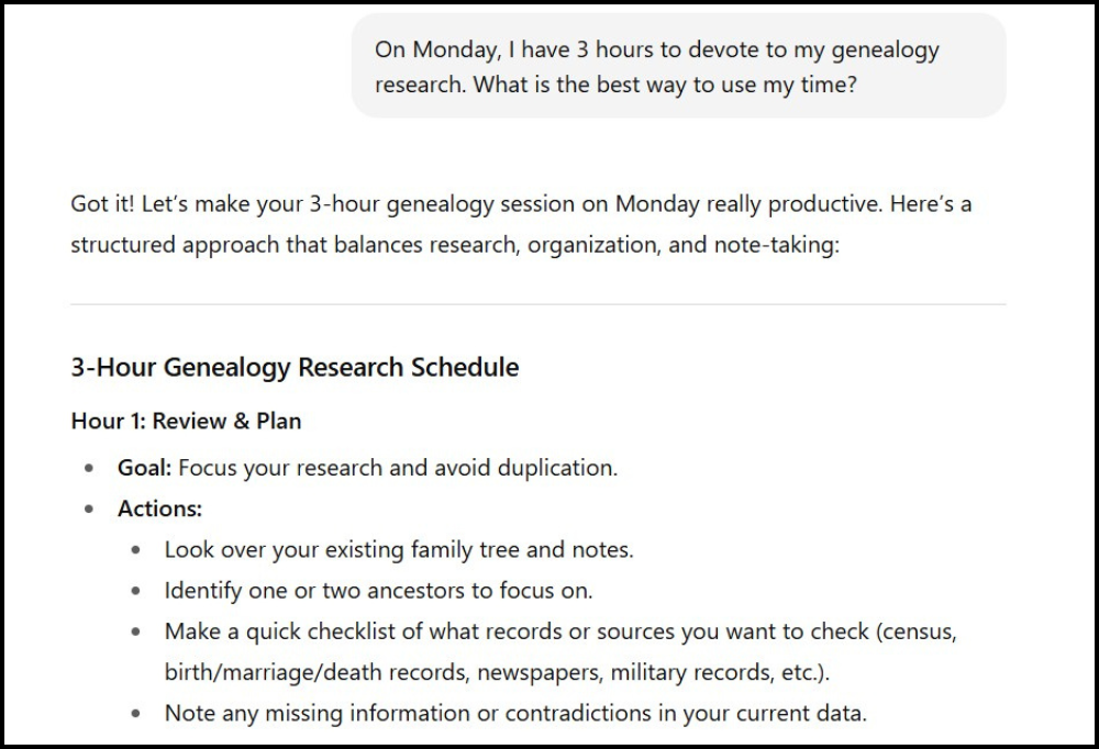 Chat GPT Generated research schedule